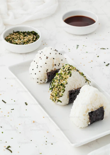 Onigiri Organized on a Plate