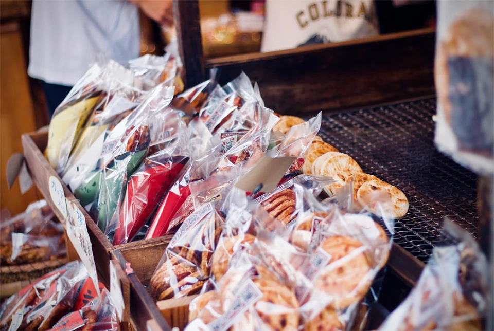 Packaged Japanese Senbei Rice Crackers for Sale